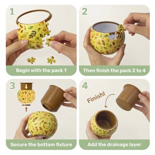 Foto 4 | Foto 4 | Maceta Verde Elegante | Plástico | 80 Piezas Miniatura | Rompecabezas Decorativo | Piece Relax