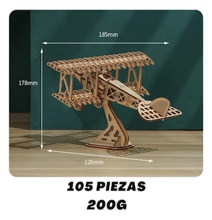Foto 5 | Foto 5 | Avión Rompecabezas 3d Belug Juguetes De Madera Juguetes Educativos De Madera Color Café