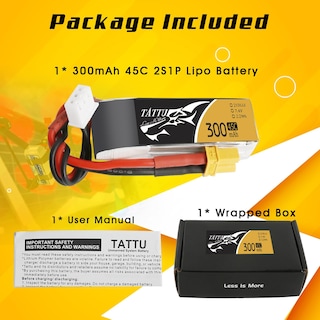 Foto 6 | Foto 6 | Paquete De Baterías Lipo Tattu 7.4 V 300 Mah 2s 45c Con Enchufe Xt30 - Venta Internacional.