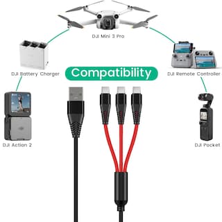 Foto 2 | Foto 2 | Cable De Carga Rápida Charger 3 En 1 De 3 A Para Drones Dji Y Accesorios - Venta Internacional.