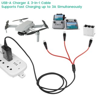 Foto 4 | Foto 4 | Cable De Carga Rápida Charger 3 En 1 De 3 A Para Drones Dji Y Accesorios - Venta Internacional.