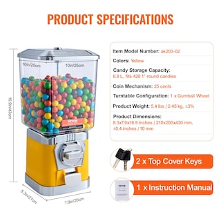 Foto 7 | Foto 7 | Máquina Expendedora Vevor Classic Gumball Bank Con Gran Capacidad De Carga - Venta Internacional.