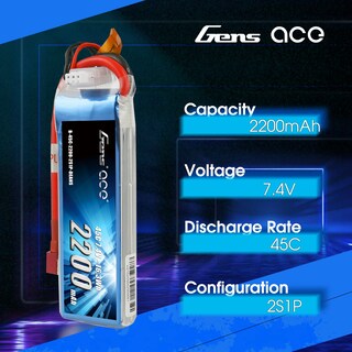 Foto 3 | Foto 3 | Batería Lipo Gens Ace De 7 4 V 2200 Mah 2 S 45 V Con Conector Dean - Venta Internacional.