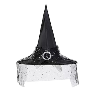 Foto 1 | Foto 1 | Sombrero Bruja De Halloween Velo Cosplay Accesorios Disfraz Negro