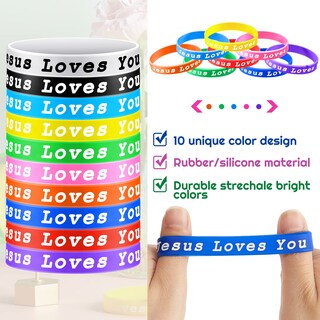 Foto 3 | Foto 3 | Pulseras de Silicona Skylety Jesus Loves You para Niños 30 Piezas - Venta Internacional