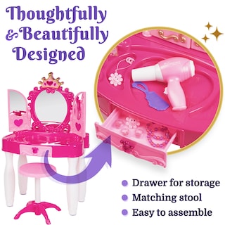 Foto 2 | Foto 2 | Mesa De Maquillaje Prextex Kids Con Espejo, Silla Y Accesorios - Venta Internacional.
