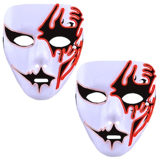 Foto 2 | Foto 2 | Máscara Para Fiesta Rave Z-smilefun Mxoen-012 2 Piezas Plástico Pvc Color Rojo Con Blanco