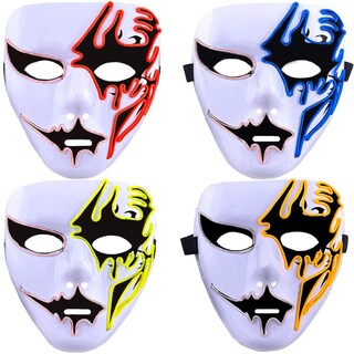 Foto 1 | Foto 1 | Día De Muertos Máscara De Luz  Z-smilefun  Mxoen-013  3 Piezas  Plástico Pvc Color  Rojo Con Blanco