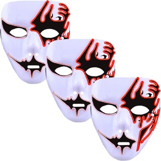 Foto 2 | Foto 2 | Día De Muertos Máscara De Luz  Z-smilefun  Mxoen-013  3 Piezas  Plástico Pvc Color  Rojo Con Blanco