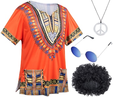 Foto 3 | Foto 3 | Set De Disfraces Togrop Hippie De Los Años 60 Y 70, Peluca Afro Para Hombre - Venta Internacional.