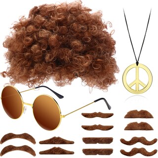 Foto 1 | Foto 1 | Set De Disfraces Willbond Hippie Afro Wig Disco Para Hombre, Color Marrón - Venta Internacional.