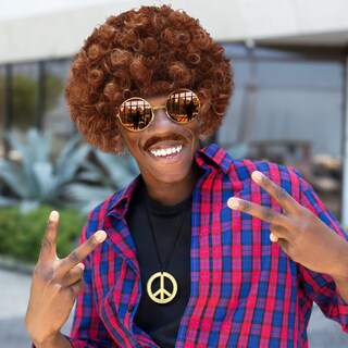 Foto 5 | Foto 5 | Set De Disfraces Willbond Hippie Afro Wig Disco Para Hombre, Color Marrón - Venta Internacional.