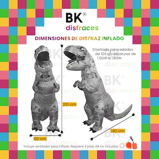 Foto 5 | Foto 5 | Disfraz Inflable Halloween Beckon Dinosaurio T-rex Adulto Naranja