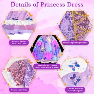 Foto 2 | Foto 2 | Disfraz de Princesa Meland Light Up para Niñas de 3 a 8 Años - Venta Internacional