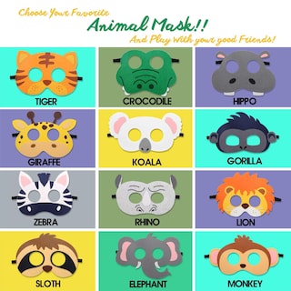 Foto 2 | Foto 2 | Máscaras de Fieltro Party Favors Ciyvolyeen Safari Jungle Animal 12 Unidades - Venta Internacional
