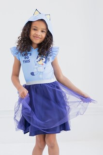 Foto 2 | Foto 2 | Vestido Bluey De Malla Para Niñas Pequeñas, Manga Corta, Azul 6 - Venta Internacional.