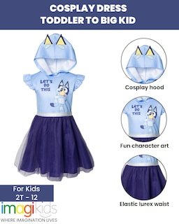 Foto 3 | Foto 3 | Vestido Bluey De Malla Para Niñas Pequeñas, Manga Corta, Azul 6 - Venta Internacional.