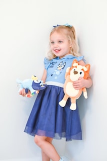 Foto 4 | Foto 4 | Vestido Bluey De Malla Para Niñas Pequeñas, Manga Corta, Azul 6 - Venta Internacional.