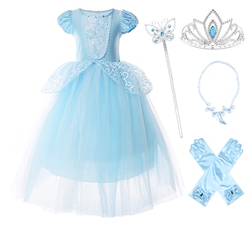Foto 1 | Foto 1 | Vestido De Princesa Costume Jerrisapparel Para Niñas, Azul Con Accesorios - Venta Internacional.