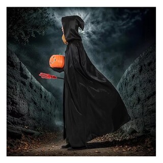 Foto 4 | Foto 4 | Halloween Capa Con Capucha Bata Disfraces De Cosplay Mago Altura Para 140-180cm Negro