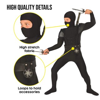 Foto 3 | Foto 3 | Disfraz De Ninja Morph Ninja Para Niños, Color Negro, Talla Pequeña, Con Accesorios - Venta Internacional.