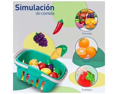 Foto 4 | Foto 4 | Juguetes Para Cortar Frutas Y Verduras Bluelander 30 Pz Color Varios Cognitivo Y Perceptual Juguetes De Cocina No Tóxicos