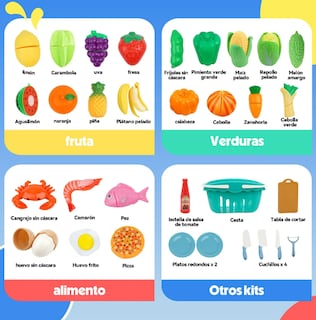 Foto 3 | Foto 3 | Xtellar Set De Cocina Educativo Para Niños Con Frutas Y Verduras Para Cortar De 70 Piezas