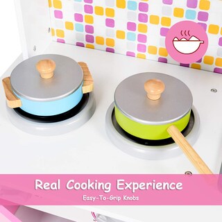 Foto 5 | Foto 5 | Juego de Cocina de Madera Costzon Kids con Diseño de Chef y Sonido Rosa
