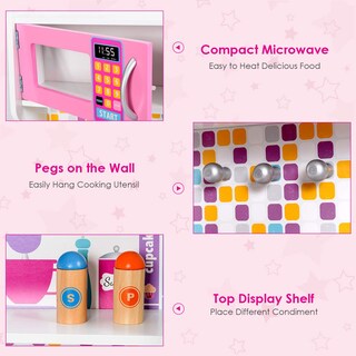 Foto 6 | Foto 6 | Juego de Cocina de Madera Costzon Kids con Diseño de Chef y Sonido Rosa