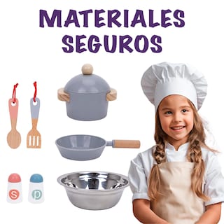 Foto 6 | Foto 6 | Cocina De Madera Infantil Para Niñas. Incluye: Cocina, Palas, Sartén, Olla Con Tapa, Tarja, Salero Y 1 Pimentero Magicamente