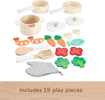 Foto 5 | Foto 5 | Set De Ollas Y Sartenes Pretend Play Wood Kitchen De Fisher-price - Venta Internacional.