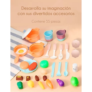 Foto 3 | Foto 3 | Cocina Infantil Para Niñas Luz Sonido 40 Piezas Eo Safe Imports Esi-20987 Rosa