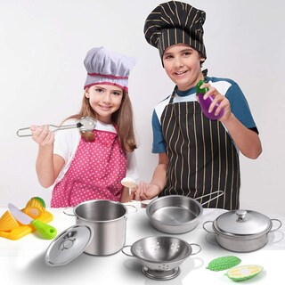 Foto 7 | Foto 7 | Venta Internacional - Set De Cocina Pretend Play Juboury Con Utensilios De Cocina De Acero Inoxidable