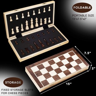 Foto 2 | Foto 2 | Venta Internacional - Juego De Ajedrez Amerous Magnético De Madera De 38 Cm Con 2 Reinas Adicionales