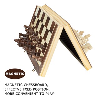 Foto 4 | Foto 4 | Venta Internacional - Juego De Ajedrez Amerous Magnético De Madera De 38 Cm Con 2 Reinas Adicionales