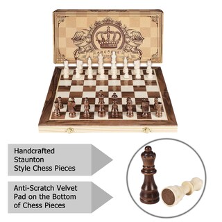 Foto 5 | Foto 5 | Venta Internacional - Juego De Ajedrez Amerous Magnético De Madera De 38 Cm Con 2 Reinas Adicionales