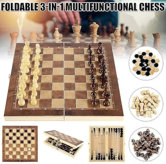 Foto 5 | Foto 5 | Venta Internacional - Juego De Ajedrez Plegable De Madera Tradicional Para Adultos/niños