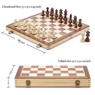 Foto 5 | Foto 5 | Juego De Ajedrez A&a 15, Tablero Plegable Magnético De Madera Con Tamaño King De 3 Cm - Venta Internacional.