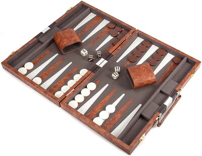Foto 6 | Foto 6 | Set de Juego de Backgammon Amerous con Funda de Piel y Tablero Plegable