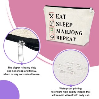 Foto 3 | Foto 3 | Bolsa De Cosméticos Sazuwu Mahjong Lover De Regalo Para Mujer, Color Blanco - Venta Internacional.