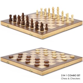 Foto 2 | Foto 2 | Juego de Ajedrez Y Damas Amerous Magnético de Madera de 38 Cm - Venta Internacional