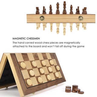 Foto 3 | Foto 3 | Juego de Ajedrez Y Damas Amerous Magnético de Madera de 38 Cm - Venta Internacional