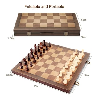 Foto 6 | Foto 6 | Juego De Tablero De Ajedrez Hurdaos Magnético De Madera De 38 Cm Con Manual - Venta Internacional.