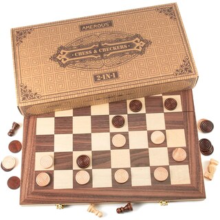 Foto 4 | Foto 4 | Juego De Ajedrez Y Damas Amerous De Madera De 15 Pulgadas Con Caja De Almacenamiento - Venta Internacional.
