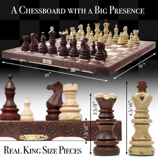Foto 2 | Foto 2 | Juego De Ajedrez Wegiel Imperator De Madera De Lujo De 21 Pulgadas Para Todas Las Edades - Venta Internacional.