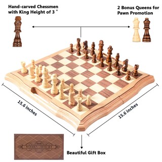 Foto 5 | Foto 5 | Juego De Ajedrez Amerous Magnético De Madera De 15.6 Pulgadas Con Ranuras De Almacenamiento - Venta Internacional.