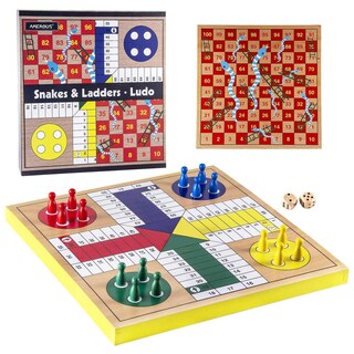 Foto 1 | Foto 1 | Juego De Mesa Amerous Ludo Snakes And Ladders 2 En 1 De Madera De 30,5 Cm - Venta Internacional.