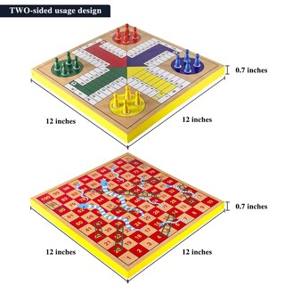 Foto 4 | Foto 4 | Juego De Mesa Amerous Ludo Snakes And Ladders 2 En 1 De Madera De 30,5 Cm - Venta Internacional.