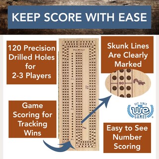 Foto 2 | Foto 2 | Set Cribbage We Games De Madera Para 3 Jugadores Con Pinzas De Fácil Agarre - Venta Internacional.