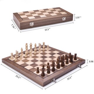 Foto 6 | Foto 6 | Juego de Ajedrez Amerous Magnético de Madera 38 cm con 2 Reinas Adicionales - Venta Internacional
